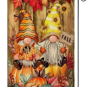 Garden Flag Fall Gnomes 12x18 *new*